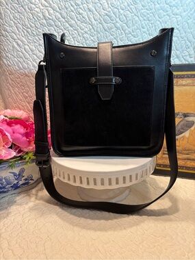 KC Jagger Black Leather & Suede Shoulder Bag